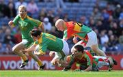 18 May 2008; Peadar Byrne, Meath, in action against Evan Doyle, 2, and Pauric Bambrick, Carlow. GAA Football Leinster Senior Championship 1st Round, Meath v Carlow, Croke Park, Dublin. Picture credit: Brendan Moran / SPORTSFILE