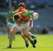 18 May 2008; Carlow captain Paul Cashin is tackled by Meath's Peadar Byrne. GAA Football Leinster Senior Championship 1st Round, Meath v Carlow, Croke Park, Dublin. Picture credit: Ray McManus / SPORTSFILE