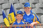 18 May 2008; Six-year-old Cormac, and his eleven-year-old brother Eoin Burke, from Grangecon, Co. Wicklow, before the game. GAA Football Leinster Senior Championship 1st Round, Meath v Carlow, Croke Park, Dublin. Picture credit: Ray McManus / SPORTSFILE