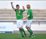19 May 2008; Republic of Ireland's Glenn Whelan, left, celebrates his goal with team-mate Andy Keogh. Training Match, Republic of Ireland v Lagos, Lagos, Portugal. Picture credit: David Maher / SPORTSFILE