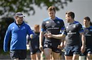 21 April 2015; Leinster's, from left, Emmett Farrell, Performance Analyst, Jamie Heaslip and Isaac Boss ahead of squad training. Rosemount, UCD, Dublin. Picture credit: Pat Murphy / SPORTSFILE