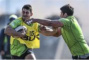21 April 2015; Connacht's Tiernan O'Halloran, left, and Saba Meunargia in action during squad training. Sportsground, Galway. Picture credit: Ramsey Cardy / SPORTSFILE