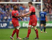 19 April 2015; Steffon Armitage replaces team-mate Juan Smith during a first half Toulon substitution. European Rugby Champions Cup Semi-Final, RC Toulon v Leinster. Stade Vélodrome, Marseilles, France. Picture credit: Stephen McCarthy / SPORTSFILE