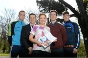 22 April 2015; In attendance at the launch of the GPA Student Report, entitled 'Never Enough Time' - the experience of third level student county GAA players, by Dr. Aoife Lane, Department of Health Sport and Exercise Science, Waterford Institute of Technology, are, from left, Jack Guiney, Wexford hurler, Dessie Farrell, Chief Executive, GPA, Dr. Aoife Lane, author, WIT, Seamus Hickey, GPA Executive Committee member, GPA Student Council Chairman and Limerick hurler and Steven O'Brien, Tipperary footballer. Crowne Plaza Hotel, Northwood, Santry, Dublin. Picture credit: Brendan Moran / SPORTSFILE