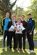 22 April 2015; In attendance at the launch of the GPA Student Report, entitled 'Never Enough Time' - the experience of third level student county GAA players, by Dr. Aoife Lane, Department of Health Sport and Exercise Science, Waterford Institute of Technology, are, from left, Jack Guiney, Wexford hurler, Dessie Farrell, Chief Executive, GPA, Dr. Aoife Lane, author, WIT, Seamus Hickey, GPA Executive Committee member, GPA Student Council Chairman and Limerick hurler and Steven O'Brien, Tipperary footballer. Crowne Plaza Hotel, Northwood, Santry, Dublin. Picture credit: Brendan Moran / SPORTSFILE