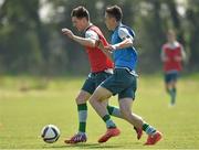 22 April 2015; Republic of Ireland's Trevor Clarke, left, and Corey O'Keeffe in action during squad training. Republic of Ireland U17 Squad Training, Johnstown House Hotel, Enfield, Co. Meath. Picture credit: Pat Murphy / SPORTSFILE