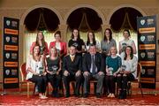 22 April 2015; Eamon Naughton, FAI Chairman of the National League, and Peter Robb, Marketing Communications Manager, Continental Tyre Group, with players who received their Continental Tyres Women's National League Team awards; front row, from left, Kylie Murphy, Wexford Youths Women's AFC, Nicola Sinnott, Wexford Youths Women's AFC, Mary Rose Kelly, Wexford Youths Women's AFC, and Aine O'Gorman, Peamount United; back row, from left, Claire O'Riordan, Wexford Youths Women's AFC, Ciara Rossiter, Wexford Youths Women's AFC, Niamh Walsh, Raheny United, Carol Breen, Wexford Youths Women's AFC, Karen Duggan, UCD Waves, and Keara Cormican, Galway WFC, at the Continental Tyres Womenâ€™s National League Annual Awards 2015. Clyde Court Hotel, Ballsbridge, Dublin. Picture credit: David Maher / SPORTSFILE