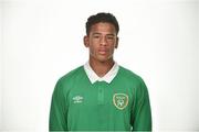 22 April 2015; Marcus Tabi, Republic of Ireland. Republic of Ireland U17 Squad Portraits and Squad Photo ahead of UEFA U17 Finals, Johnstown House Hotel, Enfield, Co. Meath. Picture credit: Pat Murphy / SPORTSFILE