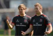 23 April 2015; Ulster's Chris Henry and Roger Wilson, right, during the captain's run. Kingspan Stadium, Ravenhill Park, Belfast, Co. Antrim. Picture credit: Oliver McVeigh / SPORTSFILE