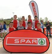 23 April 2015; The Newtowncunningham NS, Co. Donegal, team who took part in the SPAR FAI Primary School 5s Ulster Final. Sherlock Park, Cootehill Harps FC, Cootehill, Co. Cavan. Picture credit: Matt Browne / SPORTSFILE
