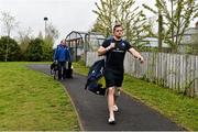 24 April 2015; Leinster's Jamie Heaslip arrives ahead of the game. Guinness PRO12, Round 20, Ulster v Leinster. Kingspan Stadium, Ravenhill Park, Belfast. Picture credit: Ramsey Cardy / SPORTSFILE