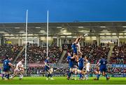 24 April 2015; Dan Tuohy, Ulster, and Dominic Ryan, Leinster, compete for a lineout. Guinness PRO12, Round 20, Ulster v Leinster. Kingspan Stadium, Ravenhill Park, Belfast. Picture credit: Ramsey Cardy / SPORTSFILE