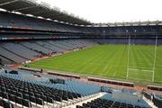 18 May 2008; A general view of Croke Park featuring the Cusack Stand, a seated Hill 16 and the GAA Football Senior Championship sponsors' signage. GAA Football Leinster Senior Championship 1st Round, Kildare v Wicklow, Croke Park, Dublin. Picture credit: Ray McManus / SPORTSFILE