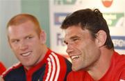 23 May 2008; Munster captain Paul O'Connell with Toulouse captain Fabien Pelous at a press conference ahead of the Heineken Cup Final. Millennium Stadium, Cardiff, Wales. Picture credit: Richard Lane / SPORTSFILE