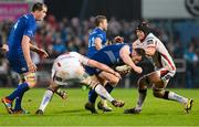 24 April 2015; Cian Healy, Leinster, is tackled by Iain Henderson and Franco van der Merwe, Ulster. Guinness PRO12, Round 20, Ulster v Leinster. Kingspan Stadium, Ravenhill Park, Belfast. Picture credit: Oliver McVeigh / SPORTSFILE