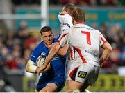 24 April 2015; Jimmy Gopperth, Leinster, is tackled by Ruan Pienaar, Ulster. Guinness PRO12, Round 20, Ulster v Leinster. Kingspan Stadium, Ravenhill Park, Belfast. Picture credit: Oliver McVeigh / SPORTSFILE