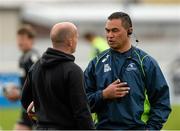 25 April 2015; Glasgow Warriors head coach Gregor Townsend, left, and Connacht head coach Pat Lam, before the game. Guinness PRO12, Round 20, Connacht v Glasgow Warriors. Sportsground, Galway. Picture credit: Oliver McVeigh / SPORTSFILE