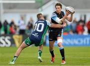 25 April 2015; Henry Pyrgos, Glasgow Warriors, is tackled by Jack Carty, Connacht. Guinness PRO12, Round 20, Connacht v Glasgow Warriors. Sportsground, Galway. Picture credit: Oliver McVeigh / SPORTSFILE