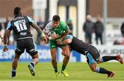 25 April 2015; Tiernan Oâ€™Halloran, Connacht, is tackled by Richie Vernon, Glasgow Warriors. Guinness PRO12, Round 20, Connacht v Glasgow Warriors. Sportsground, Galway. Picture credit: Oliver McVeigh / SPORTSFILE