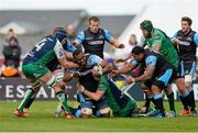 25 April 2015; Leone Nakarawa, Glasgow Warriors, is tackled by Eoghan Masterson, Connacht. Guinness PRO12, Round 20, Connacht v Glasgow Warriors. Sportsground, Galway. Picture credit: Oliver McVeigh / SPORTSFILE