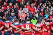 25 April 2015; The Munster team stand for a minute's silence for the late Jim McCarthy. Guinness PRO12, Round 20, Munster v Benetton Treviso. Irish Independent Park, Cork. Picture credit: Ramsey Cardy / SPORTSFILE