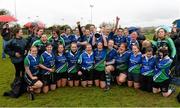 25 April 2015; Gorey players celebrate with the Paul Cusack Cup. Bank of Ireland Paul Cusack Cup Final, Balbriggan v Gorey. Greystones RFC, Dr. Hickey Park, Greystones, Co. Wicklow. Picture credit: Matt Browne / SPORTSFILE