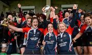 25 April 2015; Mullingar captain Niamh Kennedy lifts the cup as her team-mates celebrate. Bank  of Ireland Paul Flood Cup Final, Mullingar v Tullow. Greystones RFC, Dr. Hickey Park, Greystones, Co. Wicklow.  Picture credit: Matt Browne / SPORTSFILE