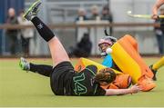 25 April 2015; Katie Desmond, Bandon, in action against Jessie Elliot, Pembroke Wanderers. Womenâ€™s Irish Junior Cup final, Bandon v Pembroke Wanderers. Belfield, Dublin. Picture credit: Ray Lohan / SPORTSFILE