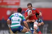 25 April 2015; Andrew Smith, Munster, is tackled by Ludovico Nitoglia, Benetton Treviso. Guinness PRO12, Round 20, Munster v Benetton Treviso. Irish Independent Park, Cork. Picture credit: Eoin Noonan / SPORTSFILE