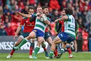 25 April 2015; Jayden Hayward, Benetton Treviso, is tackled by Keith Earls, Munster. Guinness PRO12, Round 20, Munster v Benetton Treviso. Irish Independent Park, Cork. Picture credit: Ramsey Cardy / SPORTSFILE