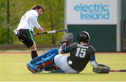 25 April 2015; Dave Smith, Bandon, in action against Stephen Cairns, Clontarf. Men's Irish Hockey Trophy final, Bandon v Clontarf. Belfield, Dublin. Picture credit: Ray Lohan/SPORTSFILE