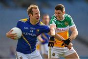 25 April 2015; Brian Kavanagh, Longford, in action against Paul McConway, Offaly. Allianz Football League, Division 4, Final, Longford v Offaly. Croke Park, Dublin. Photo by Sportsfile