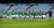 25 April 2015; The Fermanagh players stand for a minute's silence before the game. Allianz Football League, Division 3, Final, Armagh v Fermanagh. Croke Park, Dublin. Photo by Sportsfile