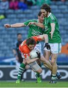 25 April 2015; Andrew Murnin, Armagh, in action against Niall Cassidy, left, and Tiarnan Daly, Fermanagh. Allianz Football League, Division 3, Final, Armagh v Fermanagh. Croke Park, Dublin. Photo by Sportsfile