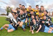 25 April 2015; The Dublin & District Schoolboys League team celebrate with the cup. FAI Umbro Youth Inter League Cup Final, Dublin & District Schoolboys League v North Dublin Schoolboy/girl League. Home Farm FC, Whitehall, Dublin. Picture credit: Pat Murphy / SPORTSFILE