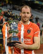 25 April 2015; Armagh captain Ciaran McKeever with the cup after the game. Allianz Football League, Division 3, Final, Armagh v Fermanagh. Croke Park, Dublin. Photo by Sportsfile