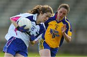 26 April 2015; Aoife Murray, Waterford, in action against Feena Beirne, Roscommon. TESCO HomeGrown Ladies National Football League, Division 3, Semi-Finals, Waterford v Roscommon. McDonagh Park, Nenagh, Co. Tipperary Picture credit: Diarmuid Greene / SPORTSFILE