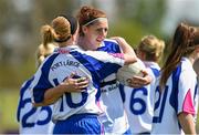 26 April 2015; Waterford's Grainne Kenneally, left, and Michelle Ryan celebrate after victory over Roscommon. TESCO HomeGrown Ladies National Football League, Division 3, Semi-Finals, Waterford v Roscommon. McDonagh Park, Nenagh, Co. Tipperary Picture credit: Diarmuid Greene / SPORTSFILE