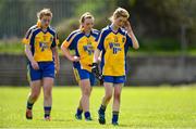 26 April 2015; Roscommon's Siobhan Tully, Caroline Gunning and Rachel Ryan react after defeat to Waterford. TESCO HomeGrown Ladies National Football League, Division 3, Semi-Finals, Waterford v Roscommon. McDonagh Park, Nenagh, Co. Tipperary Picture credit: Diarmuid Greene / SPORTSFILE