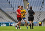26 April 2015; Conor Daly, Roscommon, and Carolan Mooney, Down, jostle each other off the ball and were later shown a yellow card a piece by the referee Maurice Deegan. Allianz Football League, Division 2, Final, Down v Roscommon. Croke Park, Dublin. Picture credit: Ray McManus / SPORTSFILE