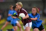 26 April 2015; Edel Concannon, Galway, in action against Carla Rowe, Dublin. TESCO HomeGrown Ladies National Football League, Division 1, Semi-Final, Dublin v Galway. St Loman's, Mullingar, Co. Westmeath Photo by Sportsfile