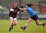 26 April 2015; Louise Ward, Galway, in action against Sinead Goldrick, Dublin. TESCO HomeGrown Ladies National Football League, Division 1, Semi-Final, Dublin v Galway. St Loman's, Mullingar, Co. Westmeath Photo by Sportsfile