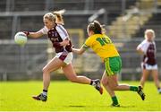 26 April 2015; Fiona Claffey, Westmeath, in action against Eilish Ward, Donegal. TESCO HomeGrown Ladies National Football League, Division 2, Semi-Final, Donegal v Westmeath. St Tiarnach's Park, Clones, Co. Monaghan. Picture credit: Pat Murphy / SPORTSFILE