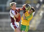 26 April 2015; Rose Boyle, Donegal, in action against Fiona Claffey, Westmeath. TESCO HomeGrown Ladies National Football League, Division 2, Semi-Final, Donegal v Westmeath. St Tiarnach's Park, Clones, Co. Monaghan. Picture credit: Pat Murphy / SPORTSFILE