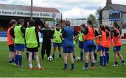 26 April 2015; Peamount United players during their warm up. Continental Tyres Women's National League cup final in Tolka Park, Drumcondra. Tolka Park, Dublin. Picture credit: Sam Barnes / SPORTSFILE