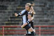 26 April 2015; Raheny United's Katie McCabe celebrates with teammate Rebecca Creagh after scoring their side's first goal from the penalty spot. Continental Tyres Women's National League cup final. Tolka Park, Dublin. Picture credit: Sam Barnes / SPORTSFILE