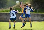 26 April 2015; Jenny Downey, Roscommon, in action against Megan Dunford, Waterford. TESCO HomeGrown Ladies National Football League, Division 3, Semi-Finals, Waterford v Roscommon. McDonagh Park, Nenagh, Co. Tipperary Picture credit: Diarmuid Greene / SPORTSFILE