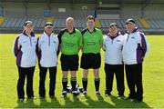 26 April 2015; Referee Jonathan Murphy and his match officials before the game. TESCO HomeGrown Ladies National Football League, Division 3, Semi-Finals, Waterford v Roscommon. McDonagh Park, Nenagh, Co. Tipperary Picture credit: Diarmuid Greene / SPORTSFILE