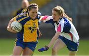 26 April 2015; Jenny Higgins, Roscommon, in action against Emma Murray, Waterford. TESCO HomeGrown Ladies National Football League, Division 3, Semi-Finals, Waterford v Roscommon. McDonagh Park, Nenagh, Co. Tipperary Picture credit: Diarmuid Greene / SPORTSFILE