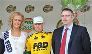 19 May 2008; Stephen Gallagher, An Post sponsored Sean Kelly team, with Fred Flynn, FBD Area manager Castlebae, and Fallon McShea. FBD Insurance Ras 2008 - Stage 2, Ballinamore - Claremorris. Picture credit: Stephen McCarthy / SPORTSFILE